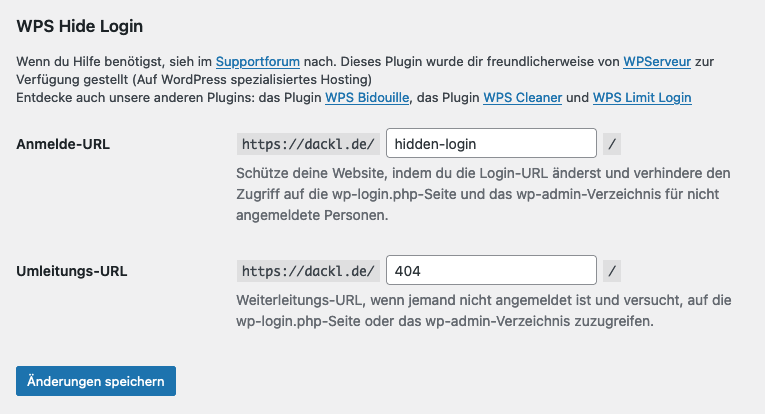 WPS Hide Login Settings